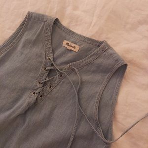 Madewell Denim Lace-Up Sleeveless Dress